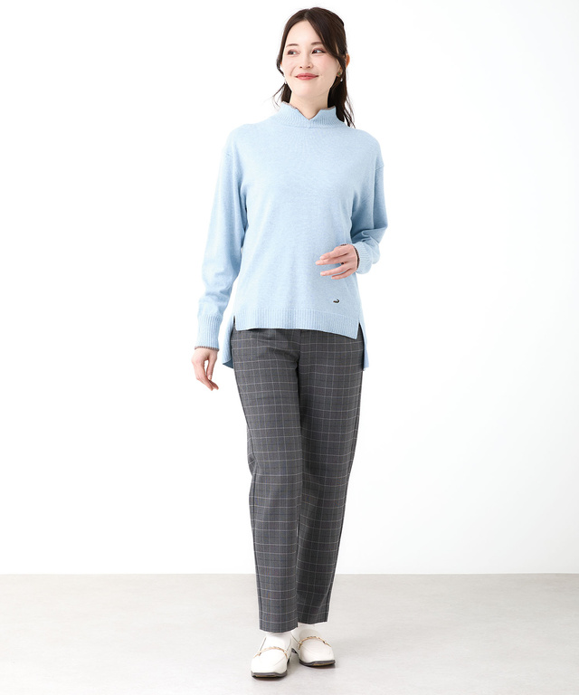 ウールブレンド スリット ニットチュニック【手洗いOK】