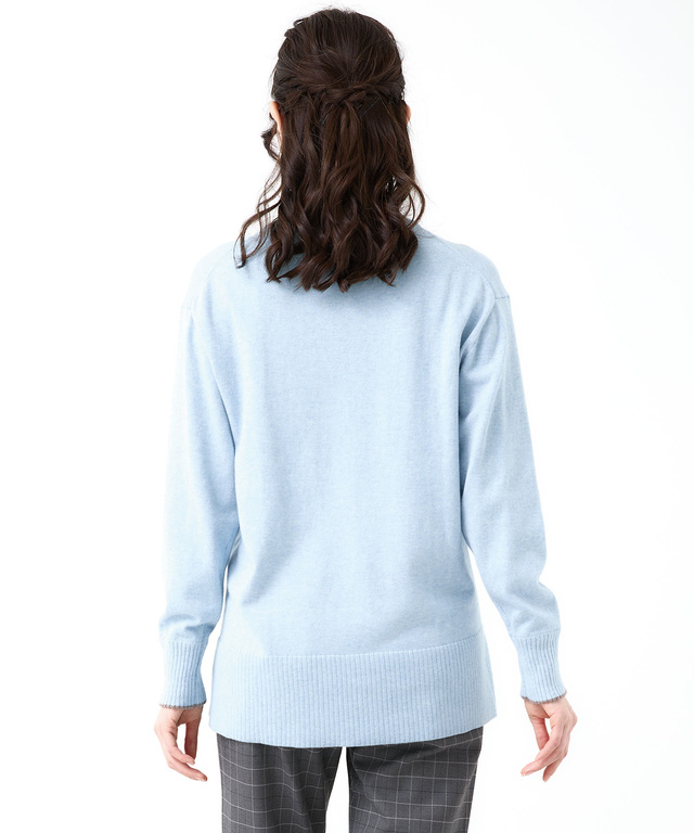 ウールブレンド スリット ニットチュニック【手洗いOK】