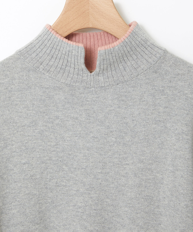 ウールブレンド スリット ニットチュニック【手洗いOK】