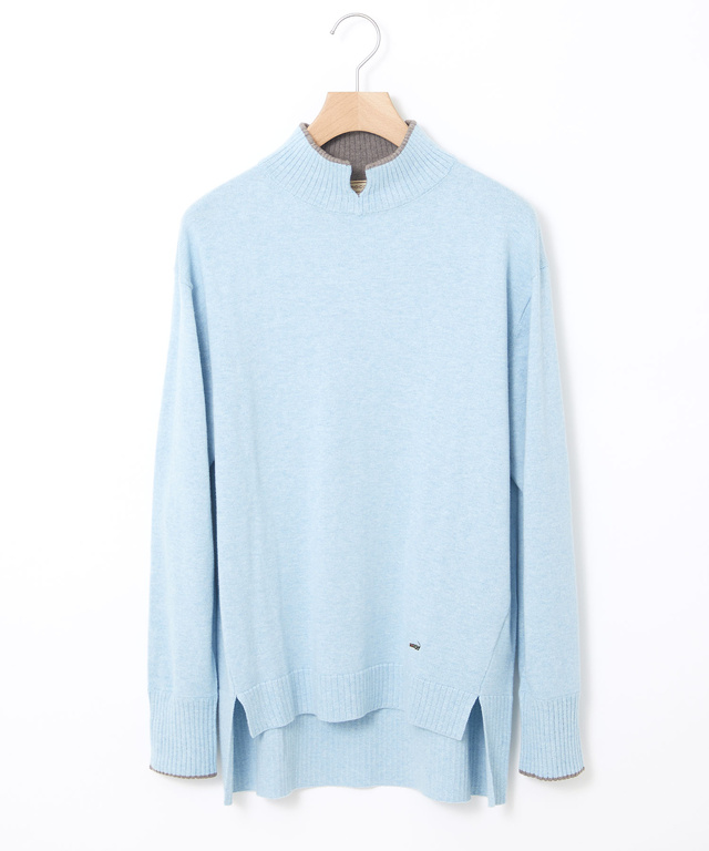 ウールブレンド スリット ニットチュニック【手洗いOK】