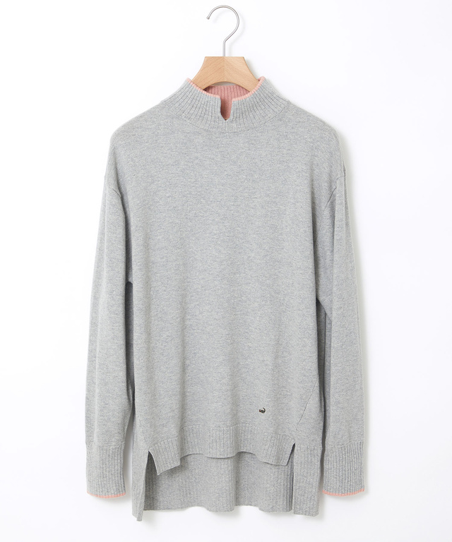 ウールブレンド スリット ニットチュニック【手洗いOK】