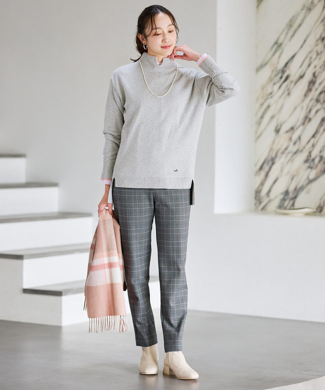 ウールブレンド スリット ニットチュニック【手洗いOK】