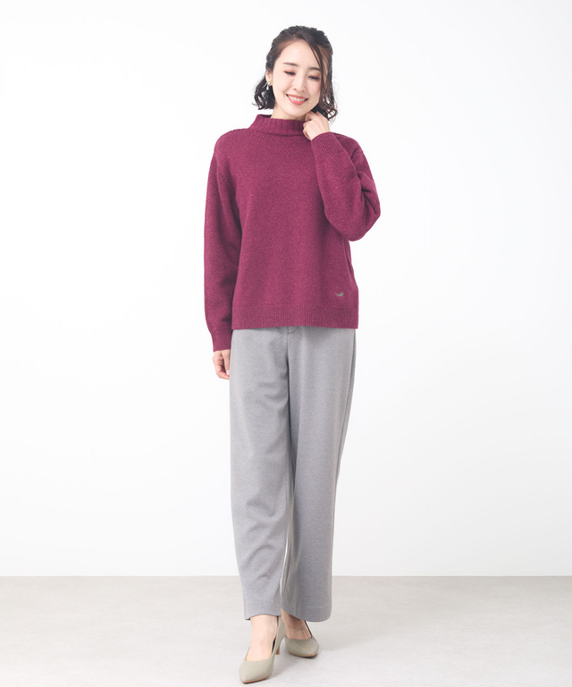 ボトルネック プルオーバーニット 