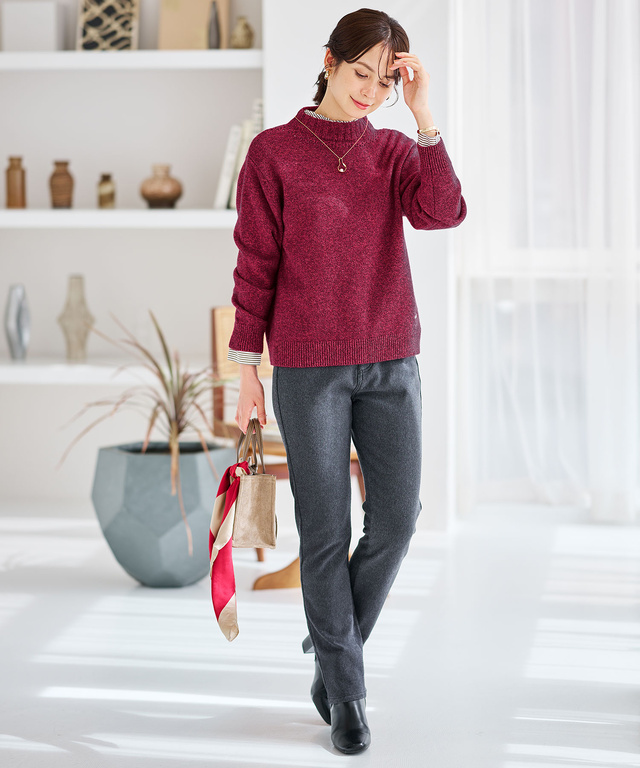 ボトルネック プルオーバーニット 