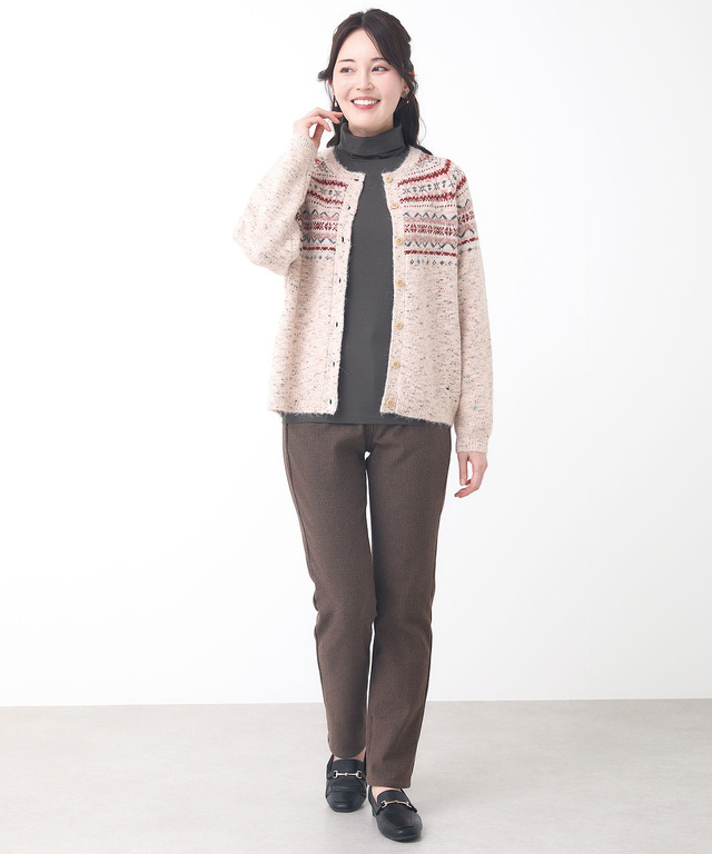 フェアアイル柄 ニットカーディガン 【手洗いOK】