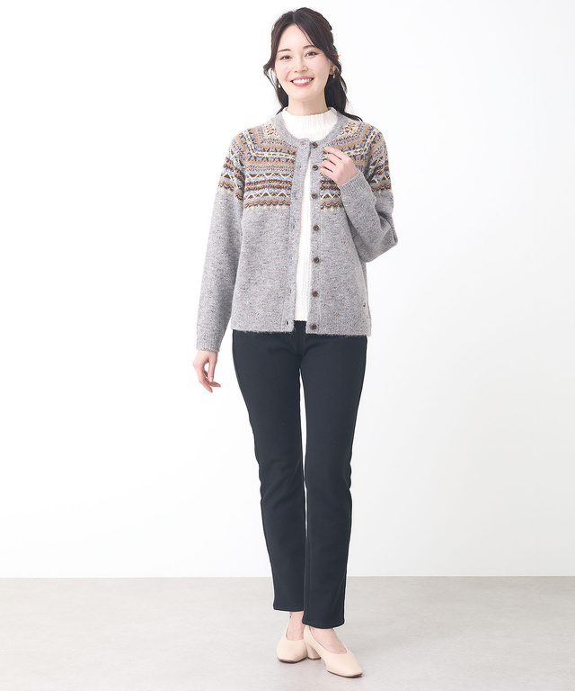 フェアアイル柄 ニットカーディガン 【手洗いOK】