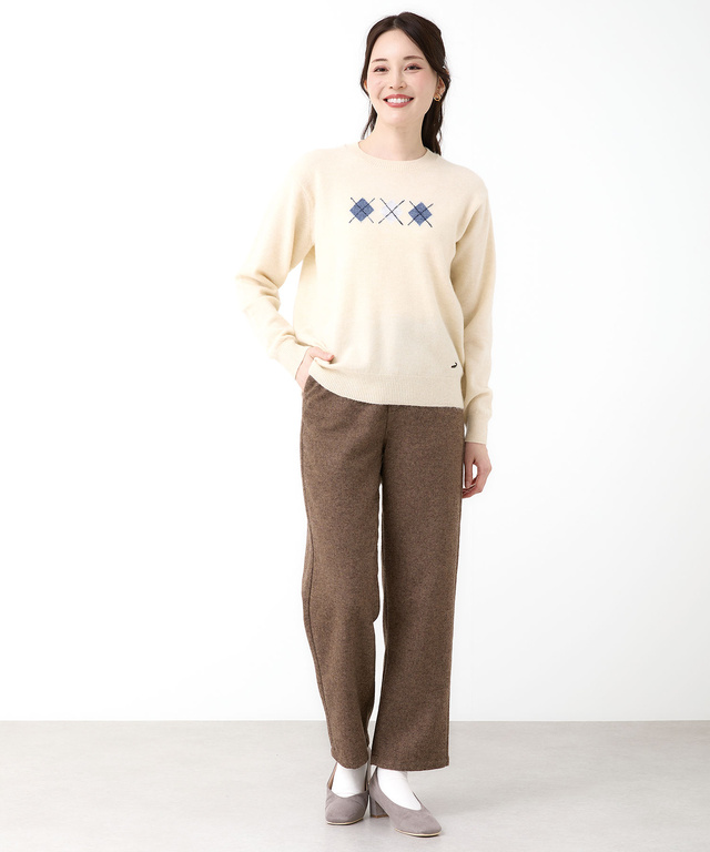 ウールブレンド アーガイル ニット【手洗いOK】