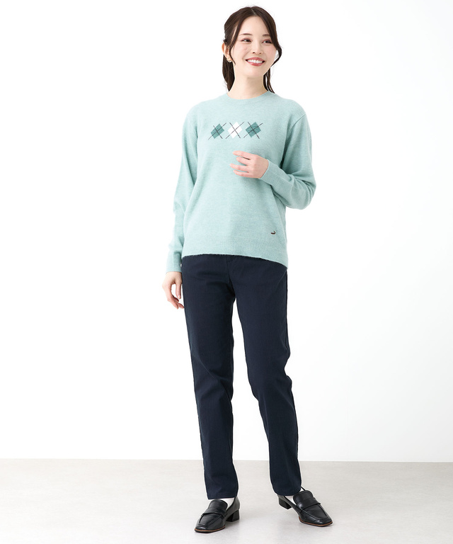 ウールブレンド アーガイル ニット【手洗いOK】