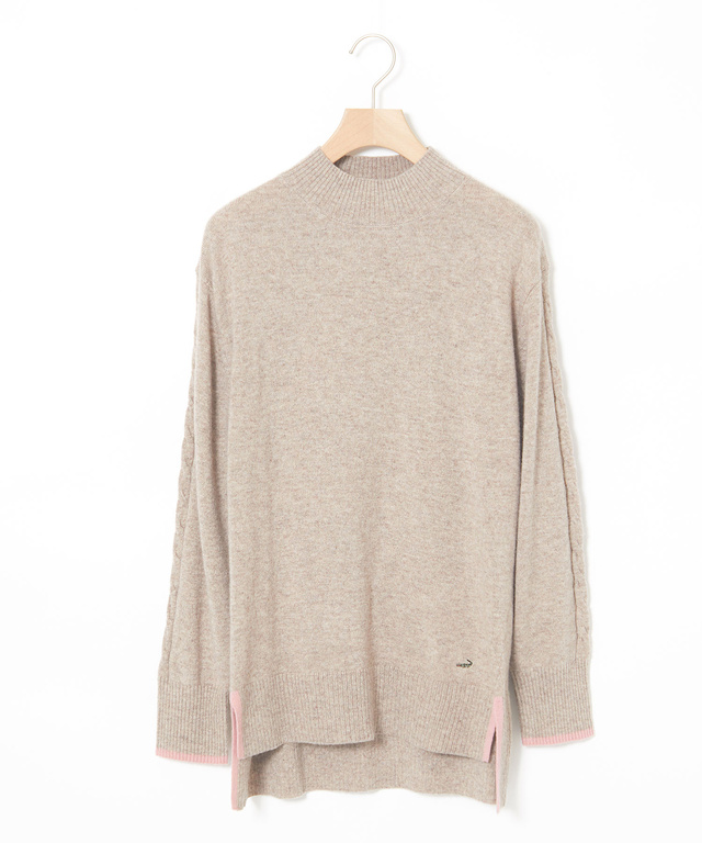 ウールブレンド 配色 ニットチュニック【手洗いOK】