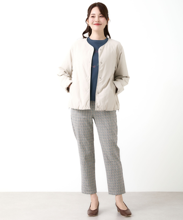 ノーカラー 中綿 ジャケット