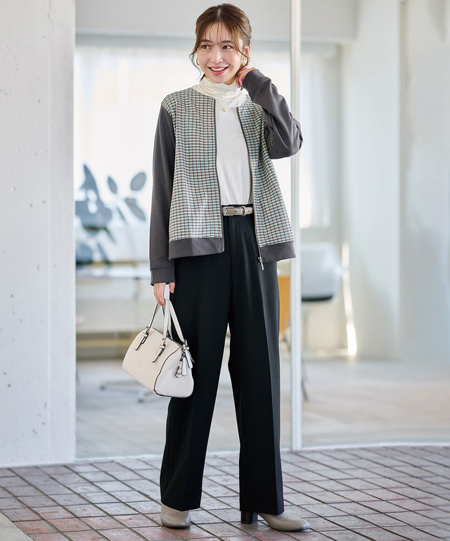 センタープレス セミワイドパンツ 