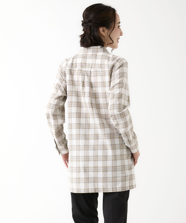 レギュラーカラー チェック柄 チュニック