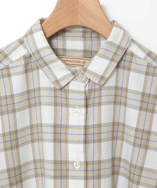 レギュラーカラー チェック柄 チュニック