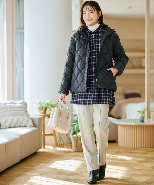 微起毛 チェック柄 チュニック【オンラインショップ限定】