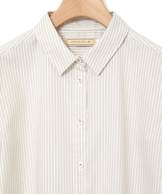 ノンアイロン ストライプ チュニック【シワになりにくい】