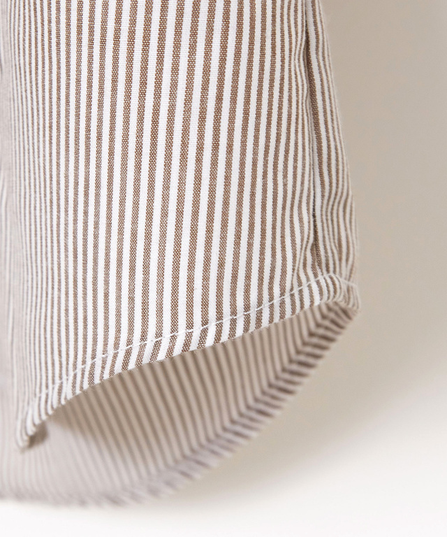 フリルカラー ストライプ ブラウス