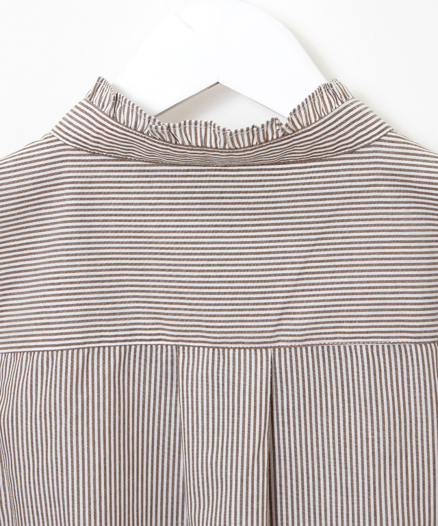 フリルカラー ストライプ ブラウス