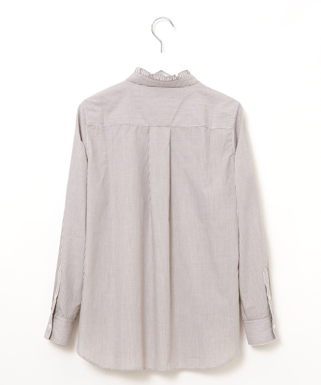 フリルカラー ストライプ ブラウス