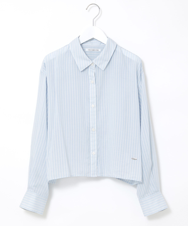 ショート丈 ストライプ柄 ブラウス