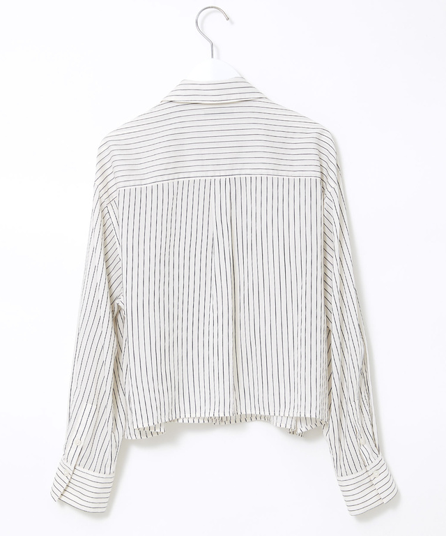 ショート丈 ストライプ柄 ブラウス