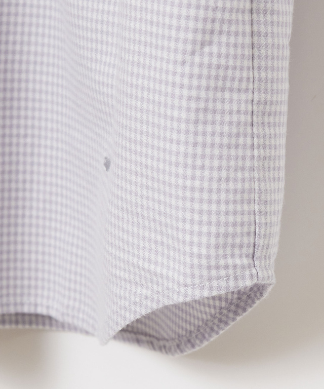 ショールカラー ギンガムチェック ブラウス