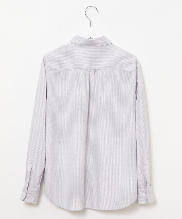 ショールカラー ギンガムチェック ブラウス