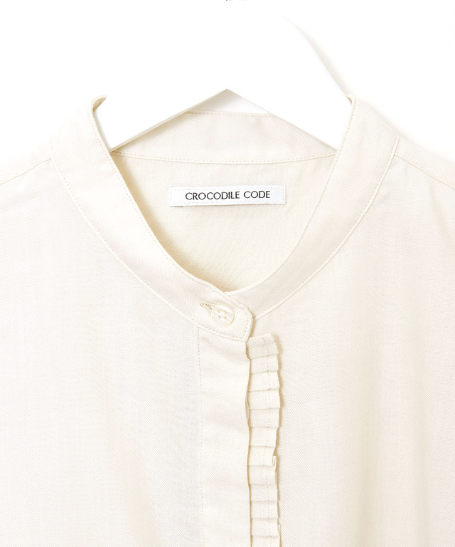 バンドカラー タックデザイン ブラウス