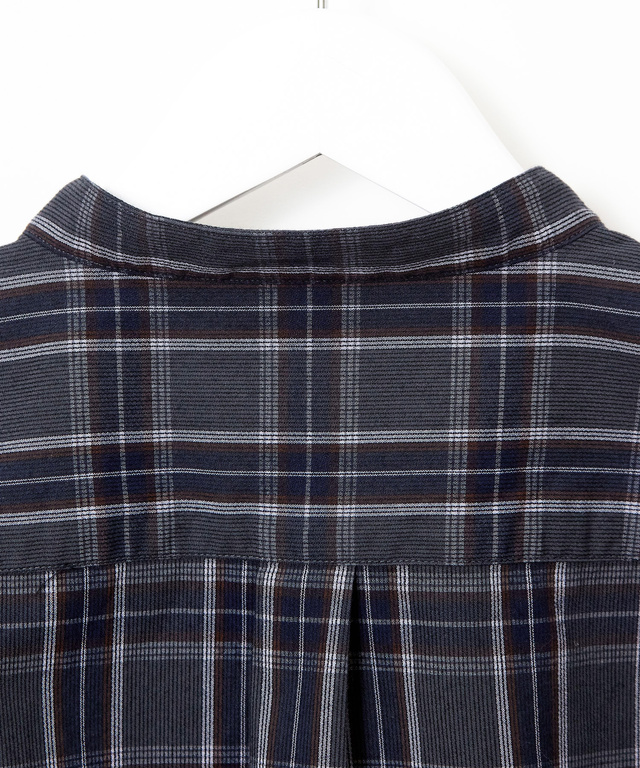 バンドカラー チェック柄 ブラウス