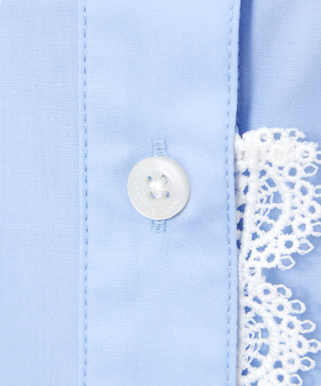 襟レース バンドカラー ブラウス