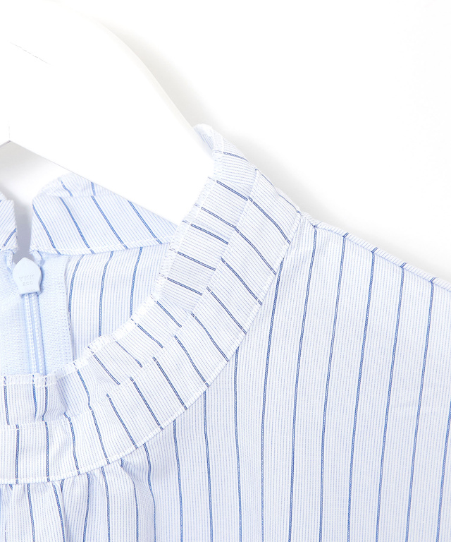 フリル襟 ストライプ ブラウス