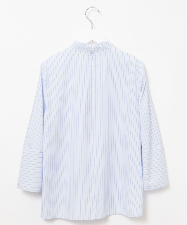 フリル襟 ストライプ ブラウス