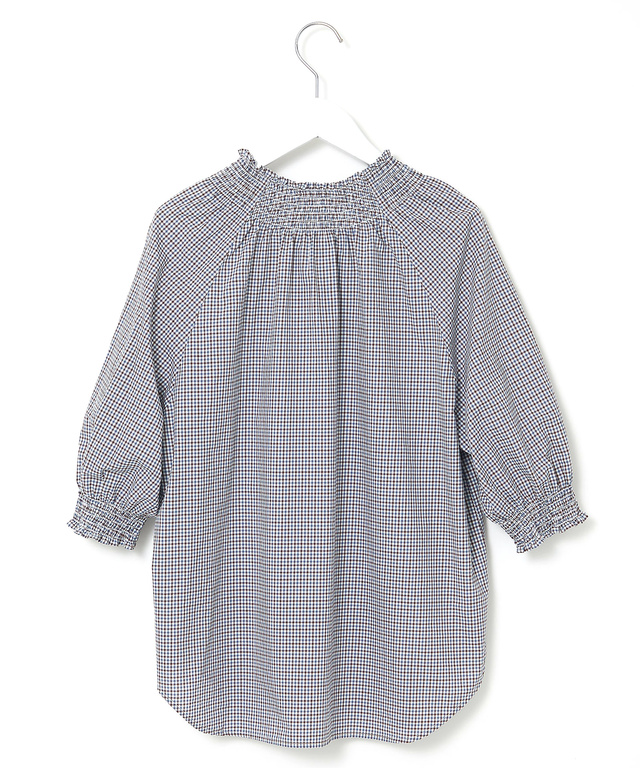 ギンガムチェック 七分袖 ブラウス