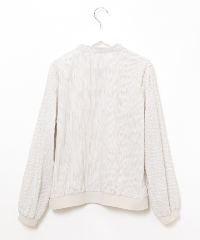 シャーリング ノーカラー ブラウス