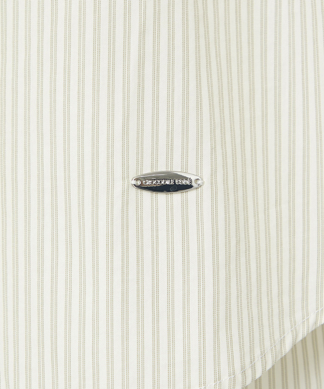 ストライプ アシンメトリー襟 ブラウス【オンラインショップ・一部店舗限定】