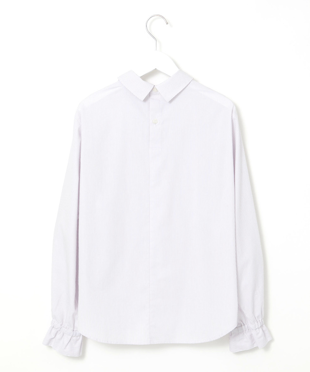 ストライプ アシンメトリー襟 ブラウス【オンラインショップ・一部店舗限定】