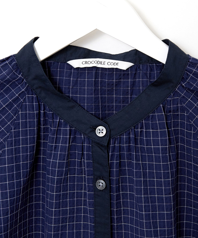 サッカー チェック柄 配色 ブラウス