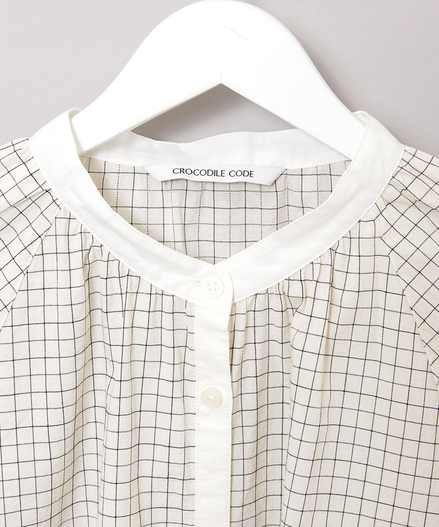 サッカー チェック柄 配色 ブラウス