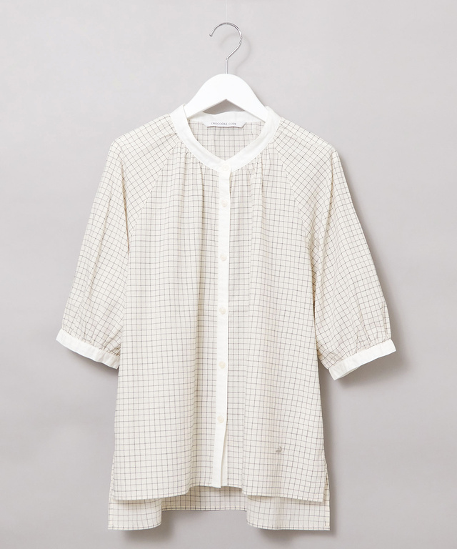 サッカー チェック柄 配色 ブラウス