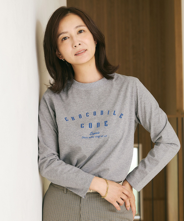 カレッジ調ロゴ 長袖 Tシャツ