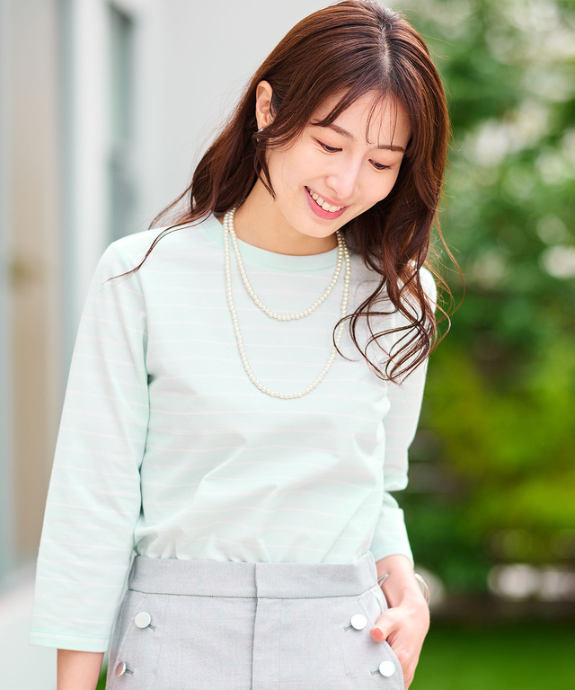 ボーダー 7分袖 Tシャツ