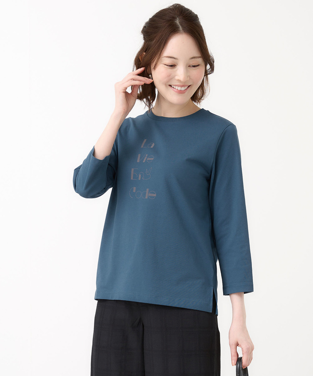 フロッキープリント 7分袖 Tシャツ