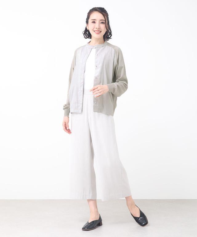 サテン ドッキング ニットブルゾン