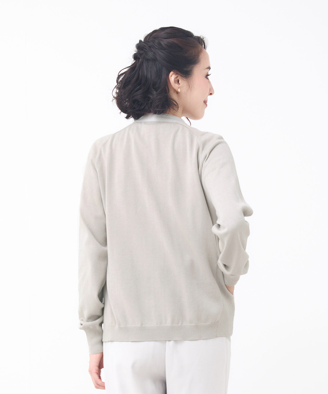 サテン ドッキング ニットブルゾン