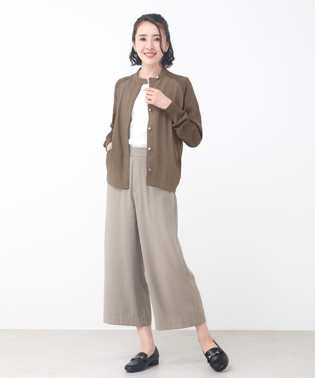 サテン ドッキング ニットブルゾン