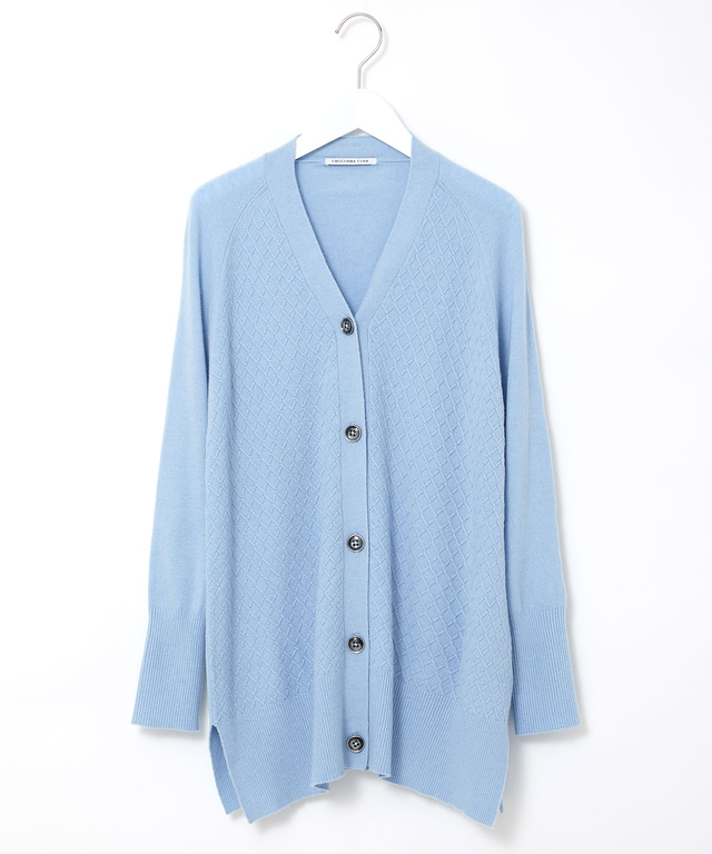 ウールブレンド ミドル丈 カーディガン