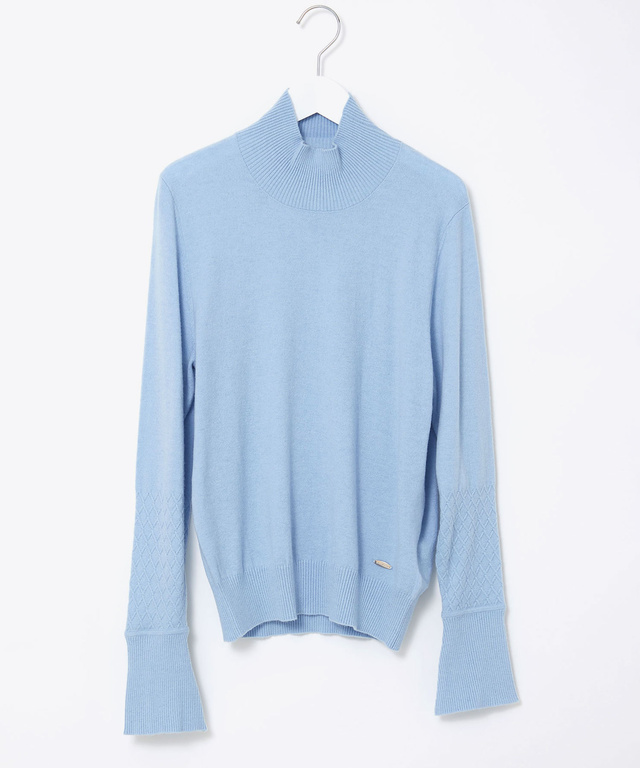 ウールブレンド フレア袖 ハイネック セーター