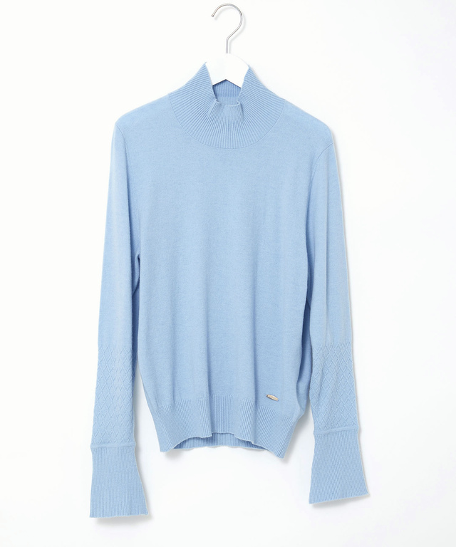 ウールブレンド フレア袖 ハイネック セーター