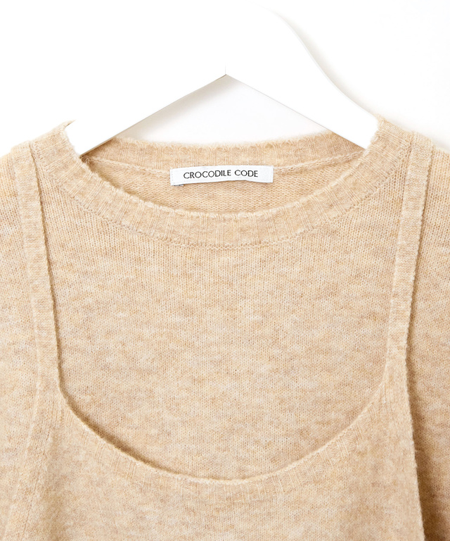 ウールブレンド キャミソール付き デザイン セーター