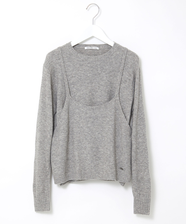 ウールブレンド キャミソール付き デザイン セーター