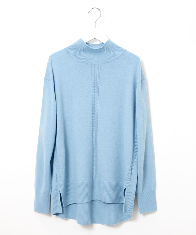 ウールブレンド モックネック ニットチュニック